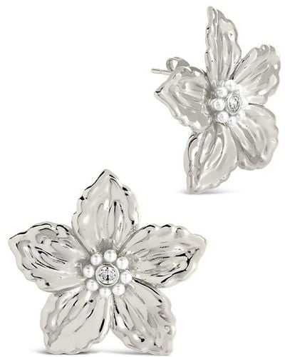 Sterling Forever Ottilia 14K Goldplated & Faux Pearl Flower Stud Earrings - White