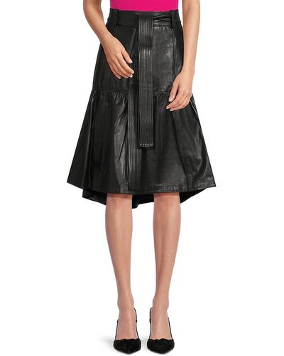 Truth Bailey Belted Leather Skirt - Black