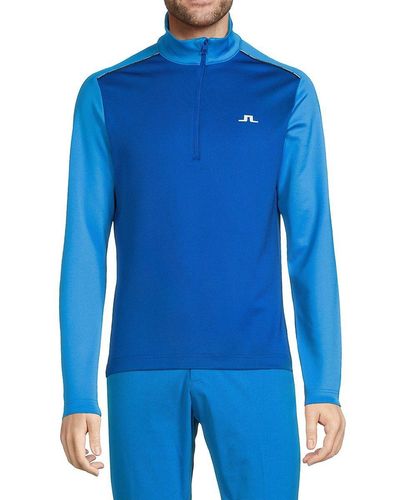 J.Lindeberg J.lindeberg Two Tone Terry Partial Zip Pullover - Blue