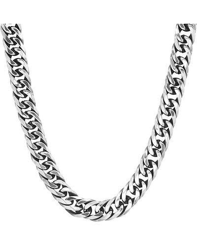 Anthony Jacobs Stainless Steel Cuban Link Chain Necklace/24" - Metallic