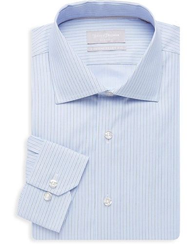 Hickey Freeman Contemporary-fit Striped Dress Shirt - Blue