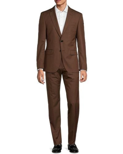 BOSS Slim Fit Wool Suit - Brown