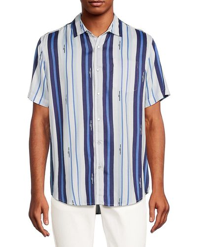 Karl Lagerfeld Striped Short Sleeve Shirt - Blue