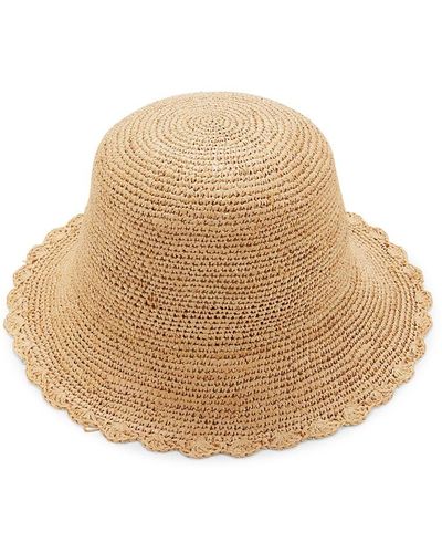 San Diego Hat Company Scallop Raffia Straw Bucket Hat - Natural