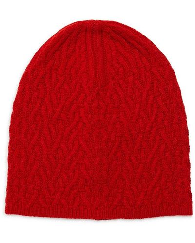 John Varvatos Cable Knit Wool Blend Beanie - Red