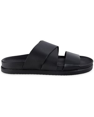 Bruno Magli Sicily Leather Crossover Sandals - Black