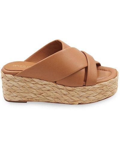 Andre Assous Calesa Leather Espadrille Platform Sandals - Brown