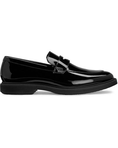 BOSS by HUGO BOSS Black Larry Patent Leather Penny Loafers