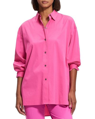 Theory Oversized Button Down Shirt - Pink