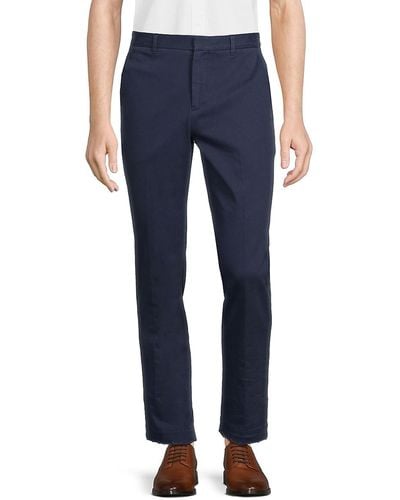 ATM Slim Fit Flat Front Twill Trousers - Blue
