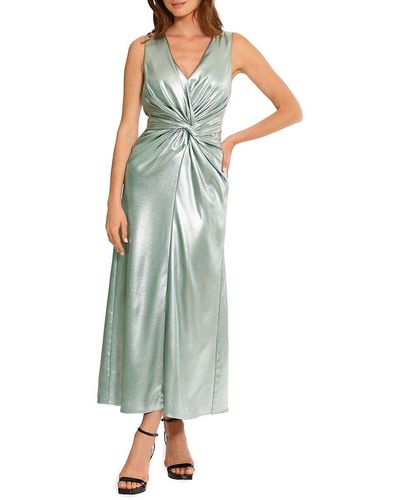 Maggy London Twist Satin Maxi Dress - Green