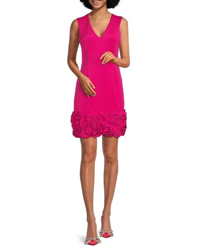 Donna Ricco V Neck Ruffle Sheath Dress - Pink