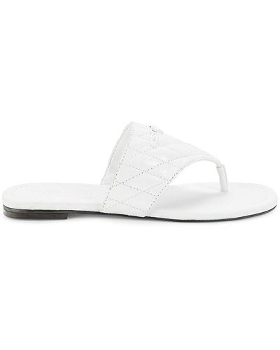 Karl Lagerfeld Mileena Logo Leather Flat Sandals - White