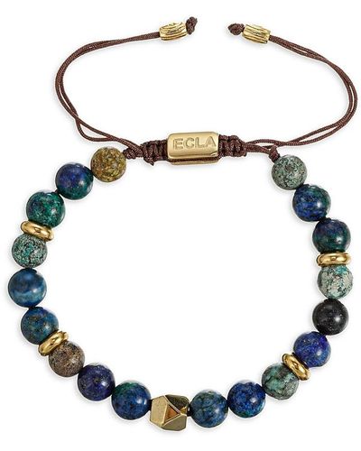 Eye Candy LA Premier Luca Goldtone Titanium & Agate Beaded Bracelet - Blue