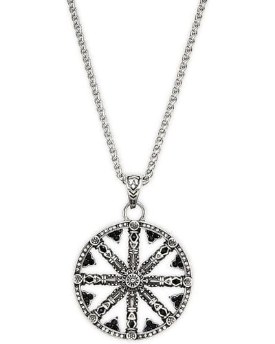 jean claude Stainless Steel & Beaded Wheel Of Karma Pendant Necklace - White