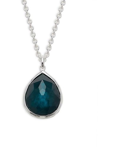 Ippolita Wonderland Sterling Silver, Rock Crystal &mother Of Pearl Teardrop Necklace - Blue