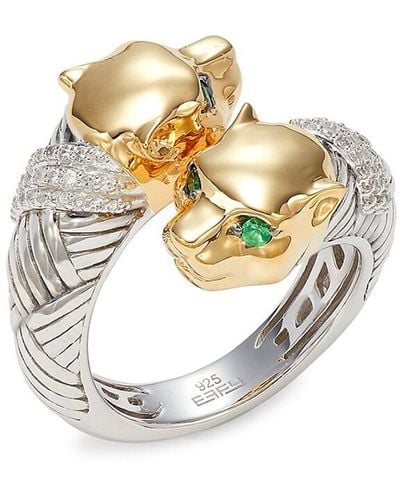Effy 14K, Sterling, Emerald & Diamond Ring - Metallic