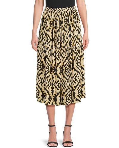 Ba&sh Licoli Ikat Print Midi Skirt - Yellow