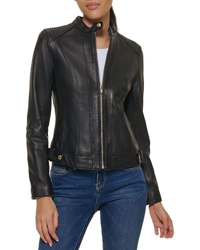 Cole Haan Quilted Italian Leather Jacket - Black