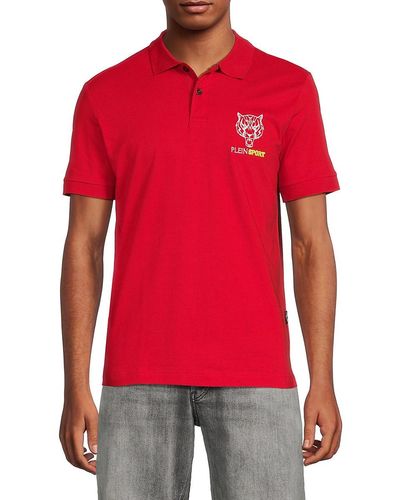 Philipp Plein Tiger Logo Polo - Red