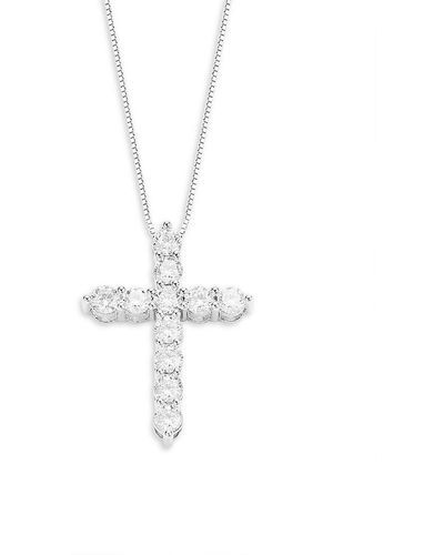 Badgley Mischka 14K & 1 Tcw Lab Grown Diamond Cross Pendant Necklace - Metallic