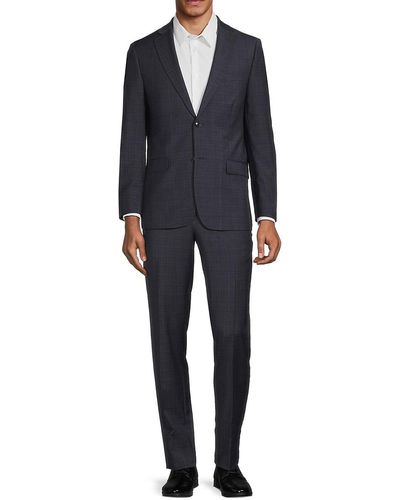 Calvin Klein Skinny Fit Checked Wool Blend Suit - Black