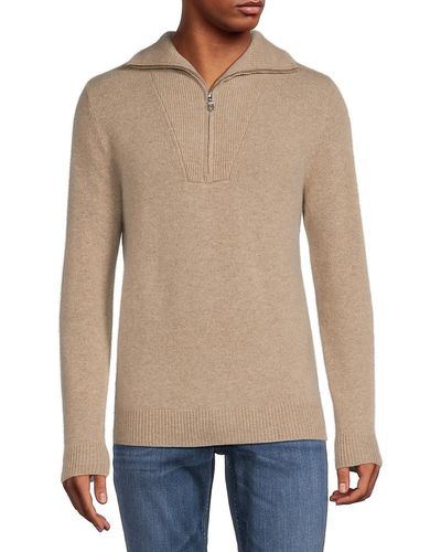 Saks Fifth Avenue Saks Fifth Avenue Quarter Zip 100% Cashmere Sweater - Gray