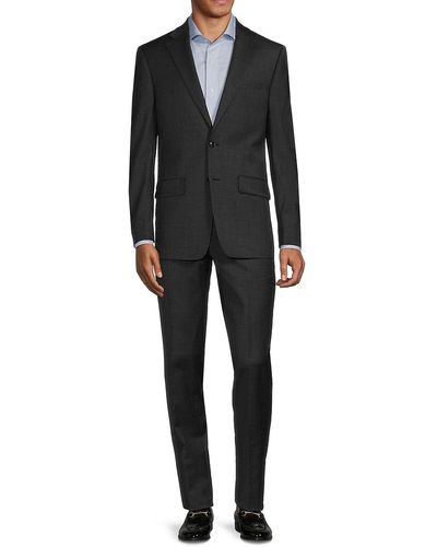 Calvin Klein Houndstooth Slim Fit Wool Blend Suit - Black