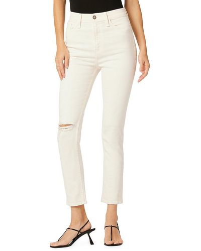 Hudson Jeans Harlow Distressed Ankle-crop Jeans - Natural