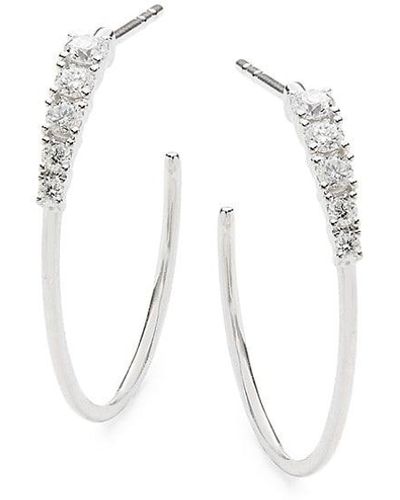 EF Collection Core 14k White Gold & 2.6 Tcw Diamond Half Hoop Earrings