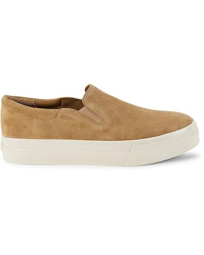 Vince Shawn Suede Platform Slip-on Trainers - White