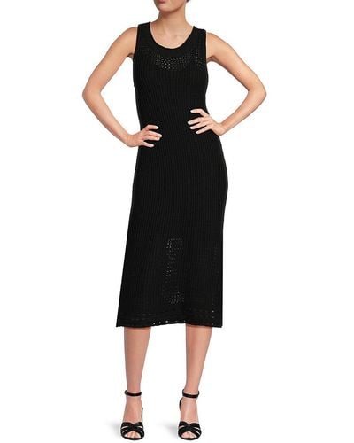 Saks Fifth Avenue Crochet Midi Dress - Black