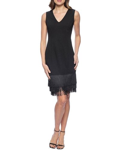 Marina Fringe Midi Sheath Dress - Black