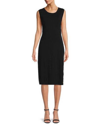 Karl Lagerfeld Button Trim Pencil Dress - Black