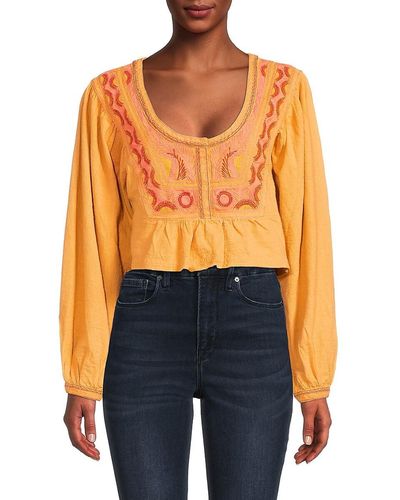 Free People Iggie Woven Crop Top - Orange