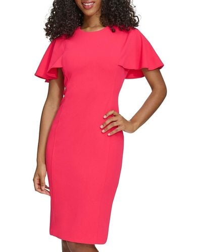 Calvin Klein Flutter Sleeve Sheath Dress - Pink