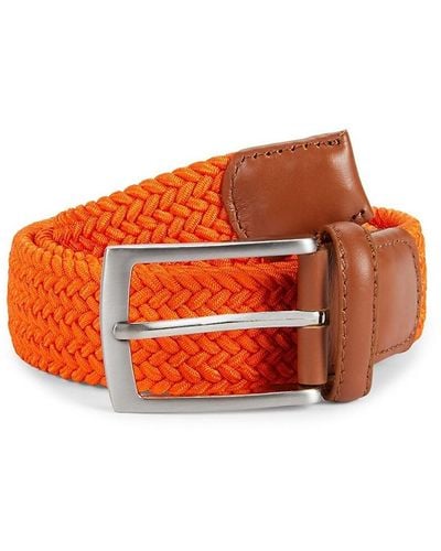 W. Kleinberg Leather Back Woven Belt - Orange