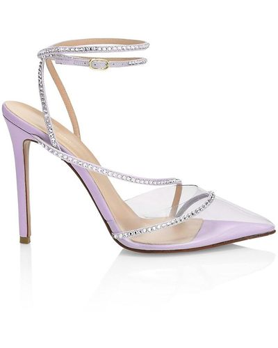 Andrea Wazen Dassy Sunset Leather & Crystal Pumps - White