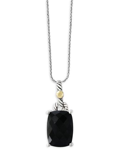 Effy Sterling Silver, 18k Yellow Gold & Onyx Pendant Necklace - White