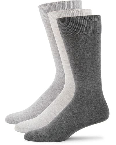 DKNY 3-Pack Ribbed Crew Socks - Gray