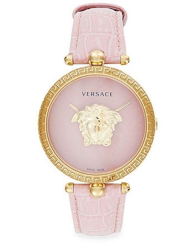 Versace 39mm Stainless Steel & Embossed Leather Strap Watch - White