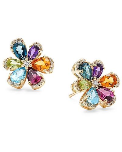 Effy 14K, Multi-Tone & Diamond Earrings - Multicolour
