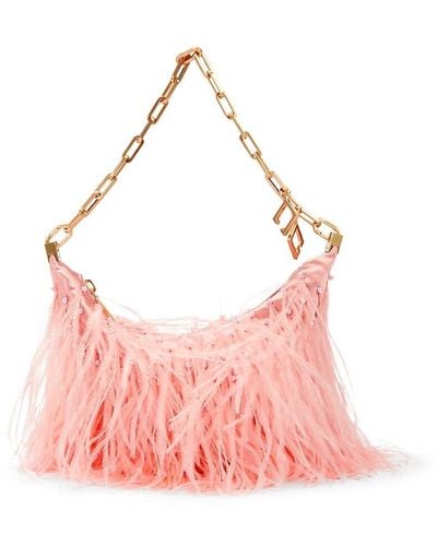 Cult Gaia Feather Chain Hobo Bag - Pink