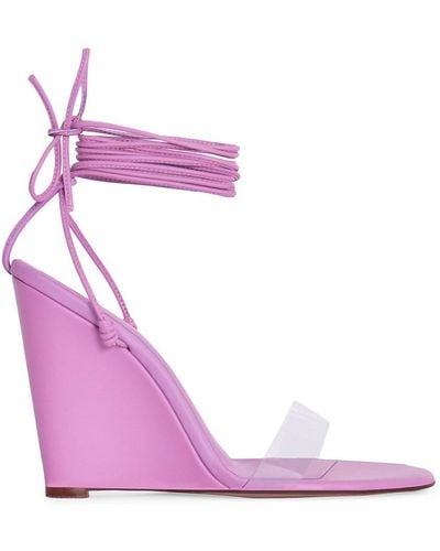 Andrea Wazen Clara Pvc & Leather Wedge Sandals - Pink