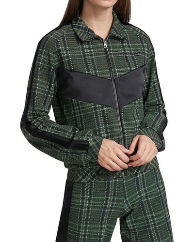 La Petite Robe Di Chiara Boni Utako Plaid Zip Up Jacket - Green