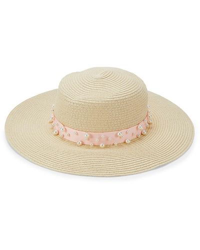Kendall + Kylie Kendall + Kylie Faux Pearl-embellished Boater Hat - Natural