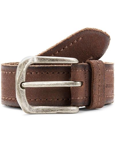 John Varvatos Distressed Frame Buckle Leather Belt - Brown