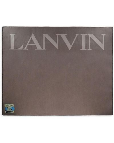 Lanvin Logo Wool & Silk Wrap - Grey