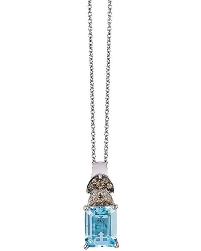 Le Vian 14k Vanilla Gold®, Sea Blue Aquamarine®, Chocolate Diamond® & Vanilla Diamond® Pendant Necklace