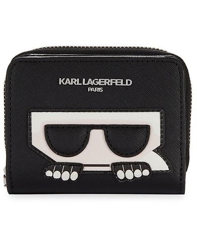 Karl Lagerfeld Logo Zip-Around Wallet - Black